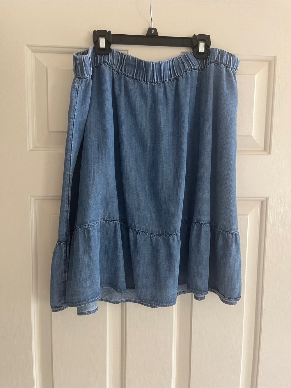 LOFT Light Blue Tiered Denim Skirt